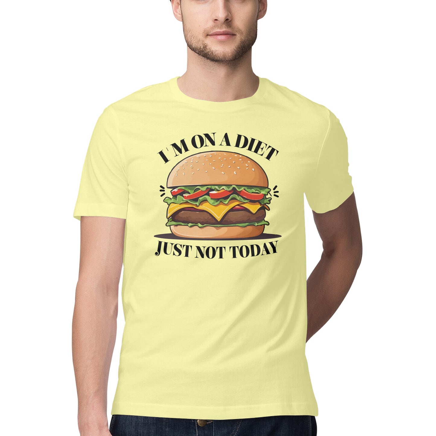 Men T-shirt creative burger design with slogan