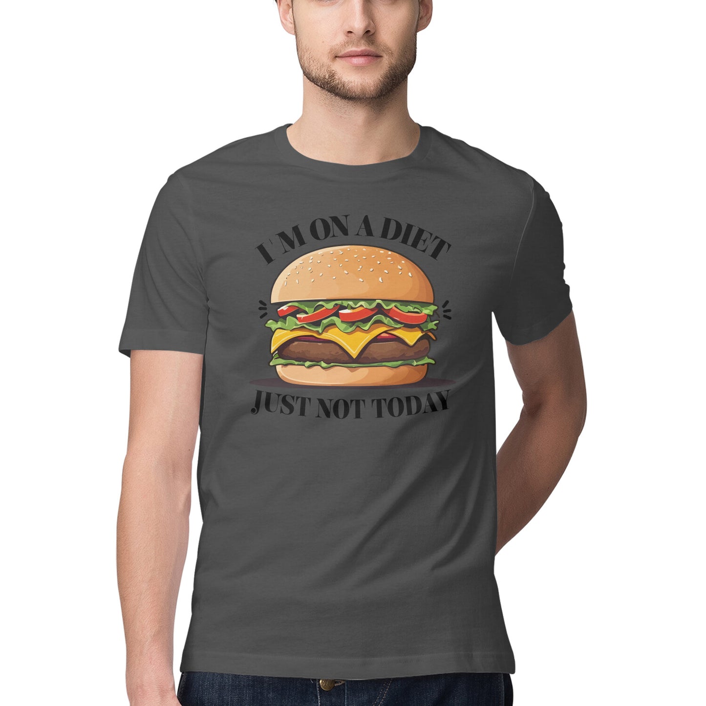 Men T-shirt creative burger design with slogan