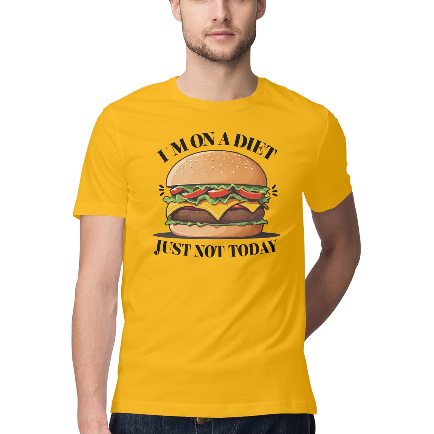 Men T-shirt creative burger design with slogan