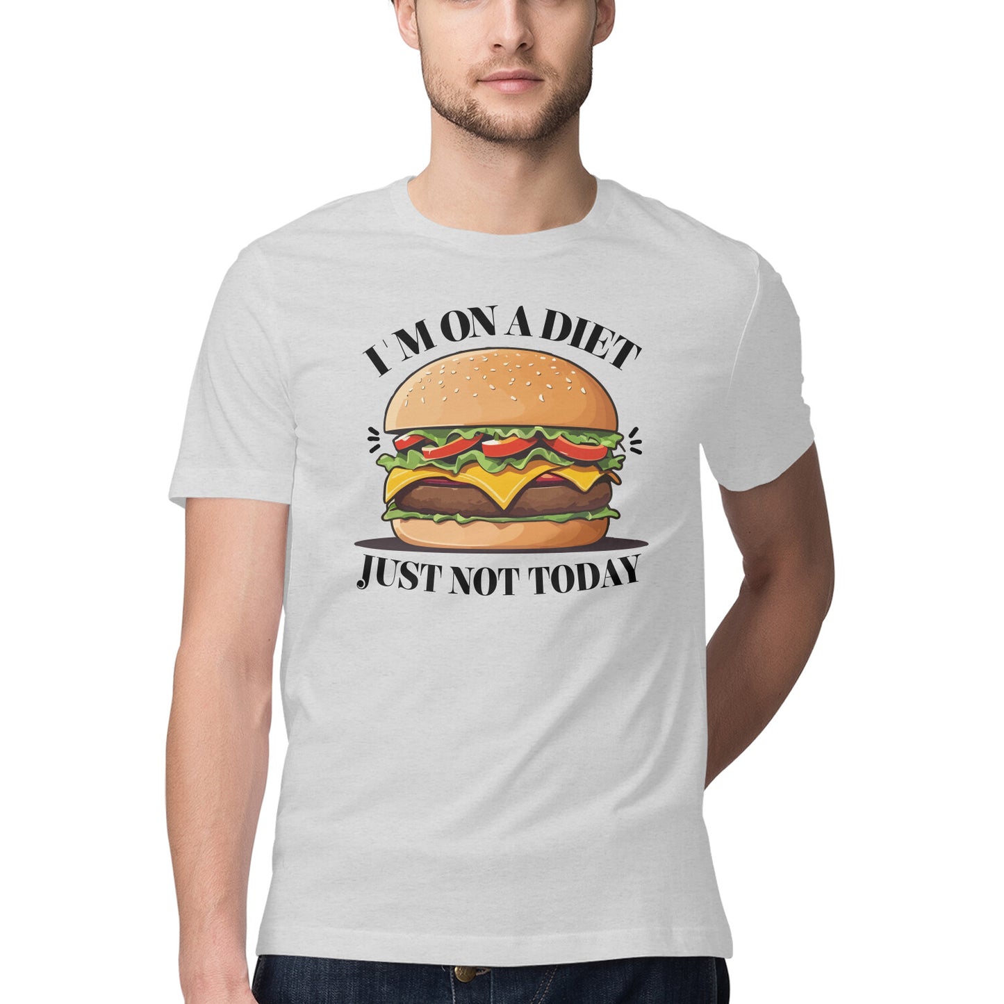 Men T-shirt creative burger design with slogan