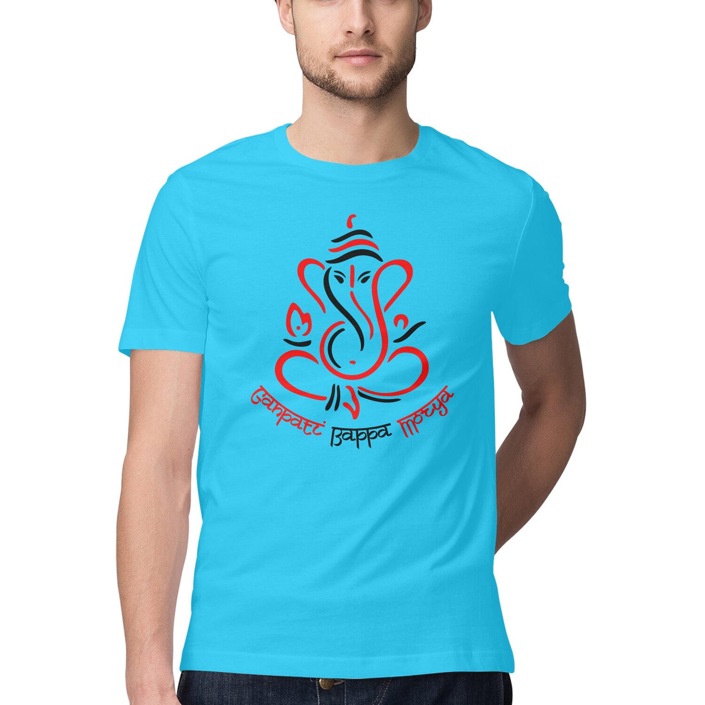 Men's Tee with printed Ganpati Bappa