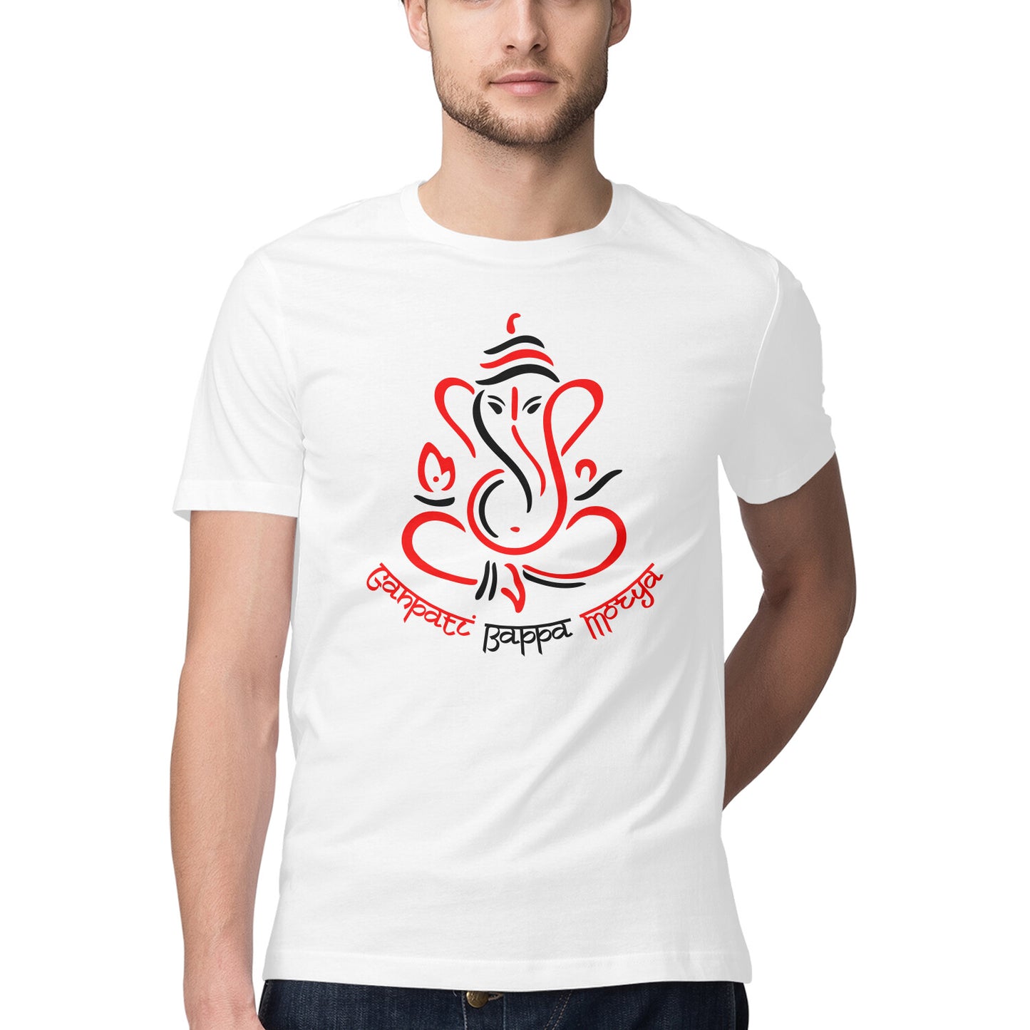 Men's Tee with printed Ganpati Bappa