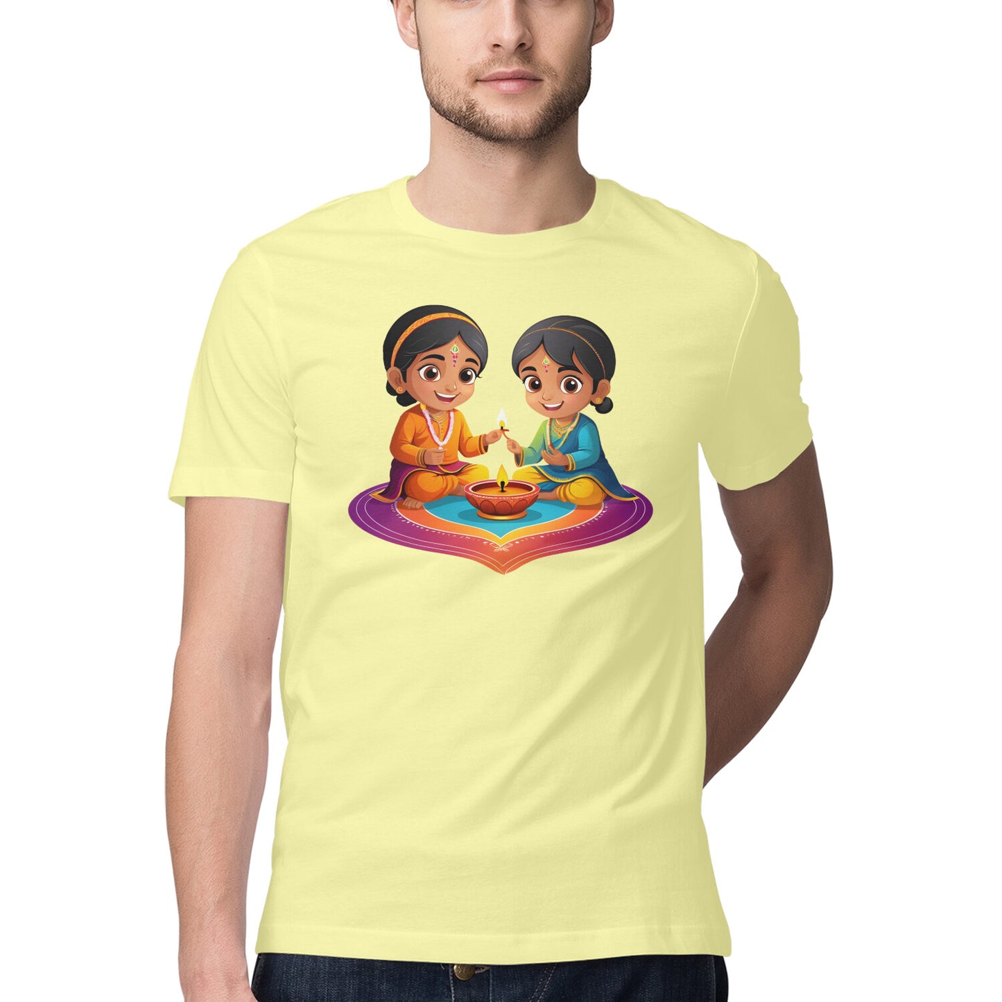 Mens Tshirt with Diya celebration Design