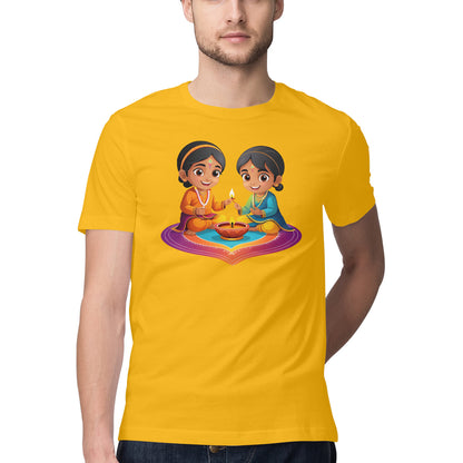 Mens Tshirt with Diya celebration Design