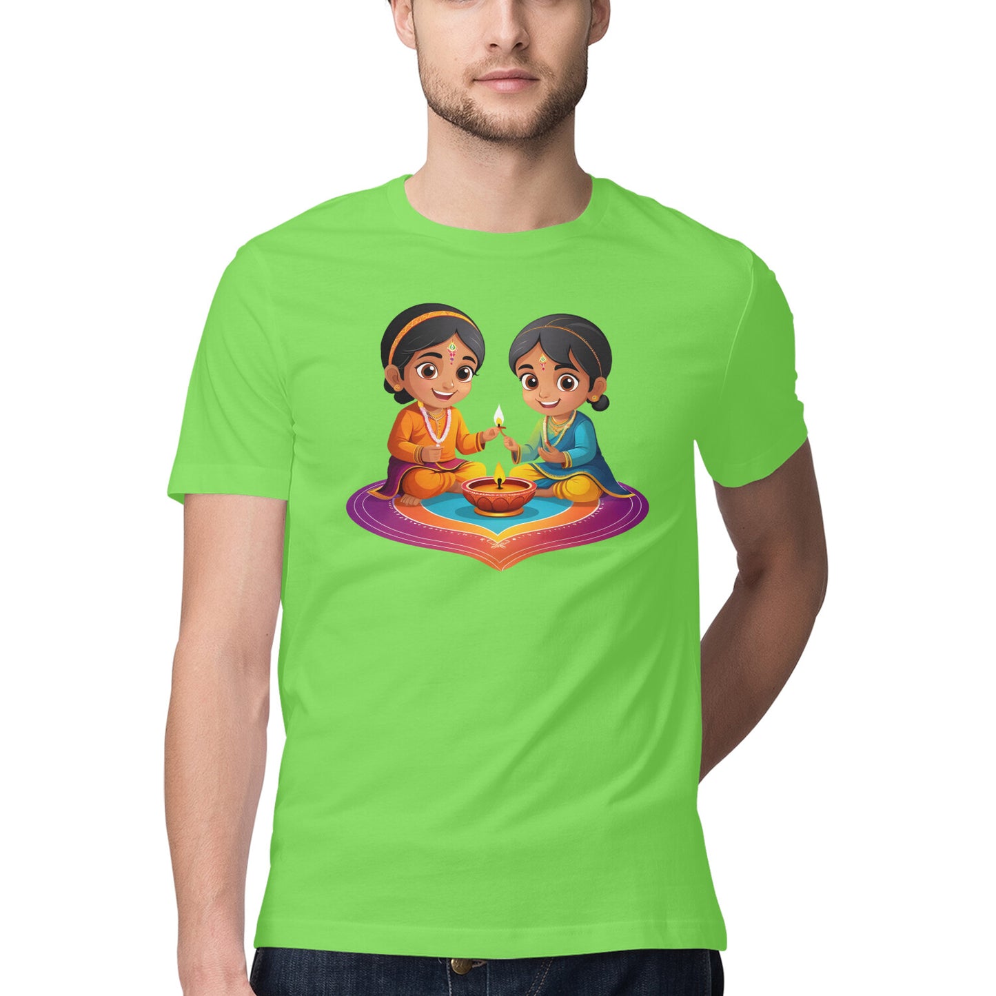 Mens Tshirt with Diya celebration Design