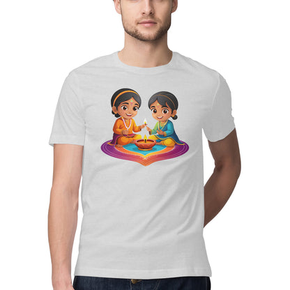 Mens Tshirt with Diya celebration Design