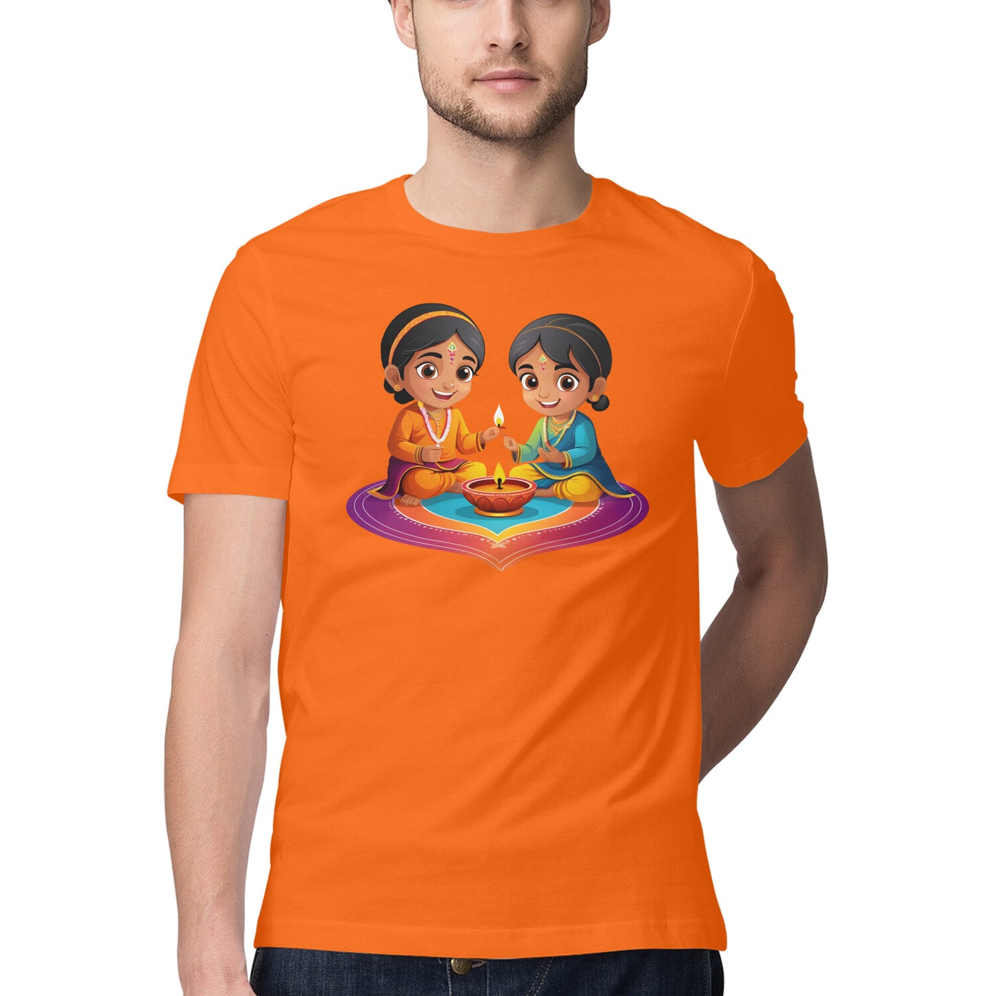 Mens Tshirt with Diya celebration Design