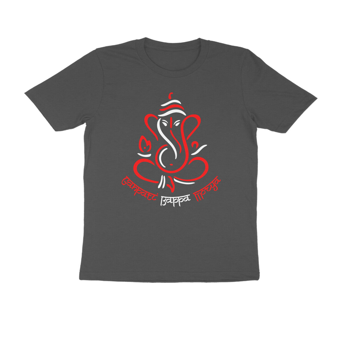 Men's Tee with printed Red White Ganpati Bappa