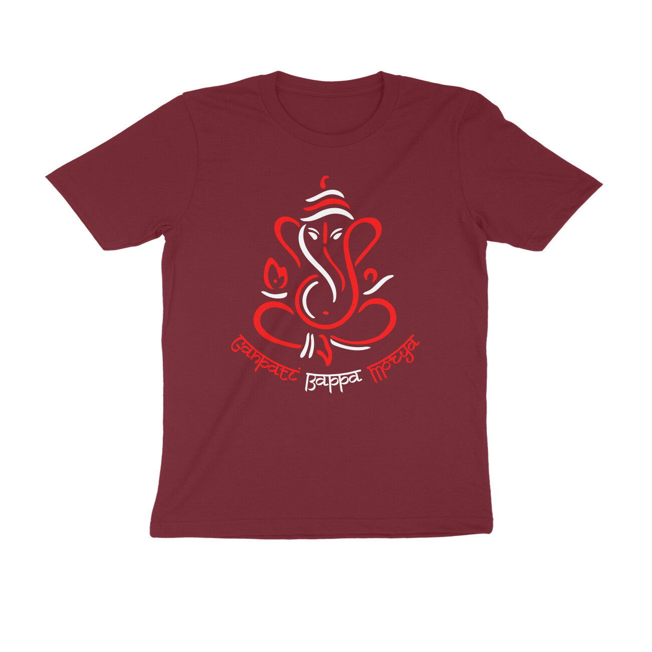 Men's Tee with printed Red White Ganpati Bappa